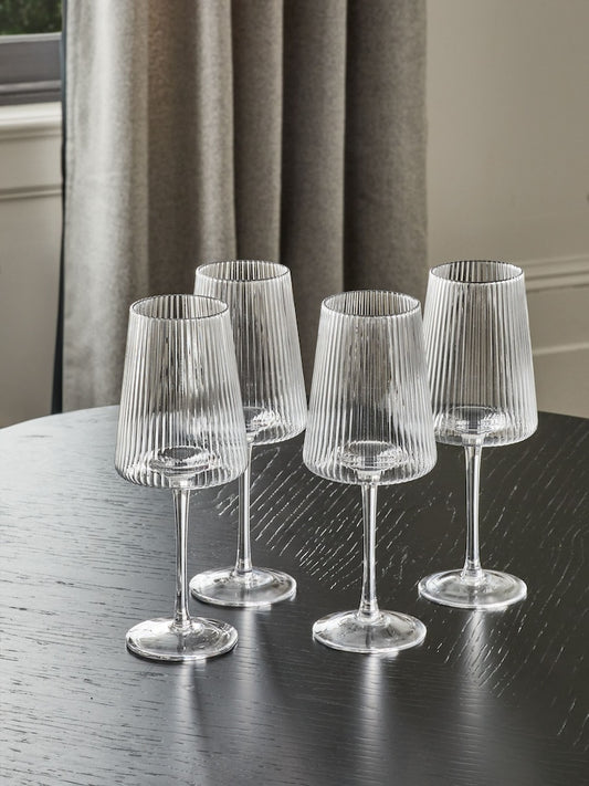 Set de 4 Copas Caneladas “Luxe Moderno” – Vidrio Premium